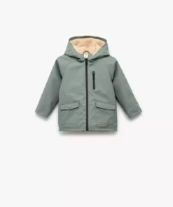 کاپشن فری با آستردار پشمی و کلاهدار با زیپ بلند برند Koton - 985952466