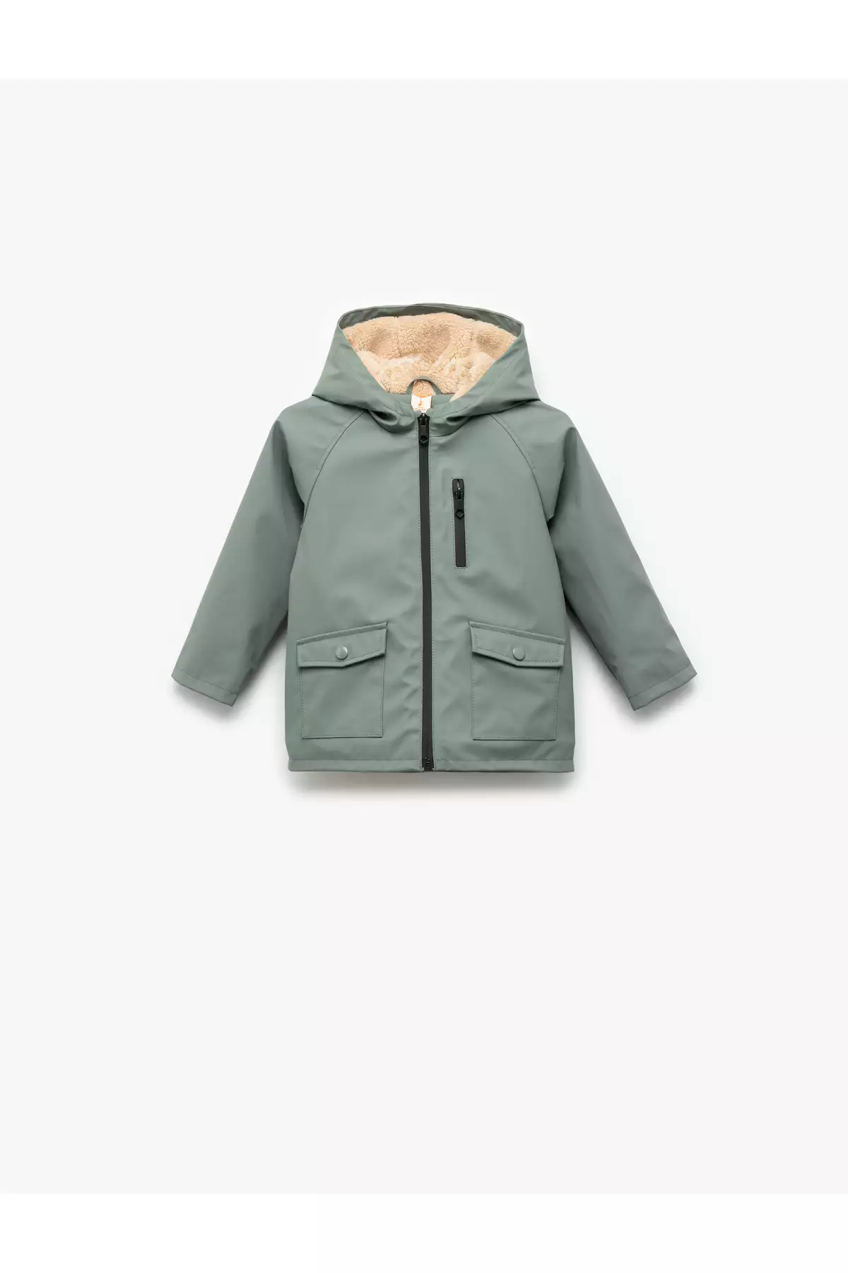 کاپشن فری با آستردار پشمی و کلاهدار با زیپ بلند برند Koton - 985952466