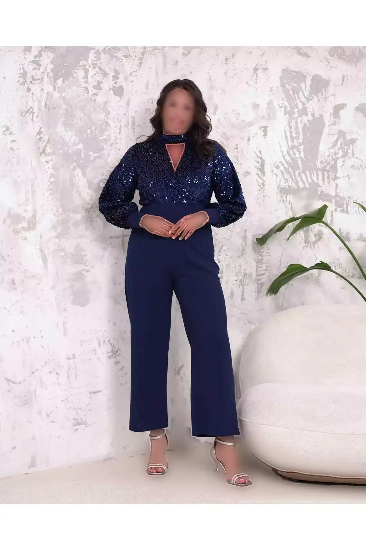 پوشاک زنانه بزرگ سایز شیک با زنانه دوخته شده از براق کننده برند PATİSPANYA - 864456337