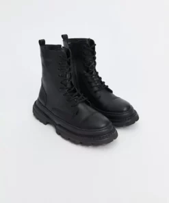 چکمه مردانه چرمی با بندی LCWK برند LC Waikiki - 891040972