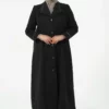 مانتو کاپشن زنانه بزرگ سایز با یقه مردانه و دکمه جلو، مناسب زمستان، نوعی مانتو پشمی. برند GLR&GYM - 885712765