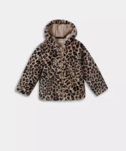 کاپشن پشمی خزدار با کلاهی طرح پلنگی مخصوص دختر بچه مدل E7993A525AU برند Defacto - 991326188