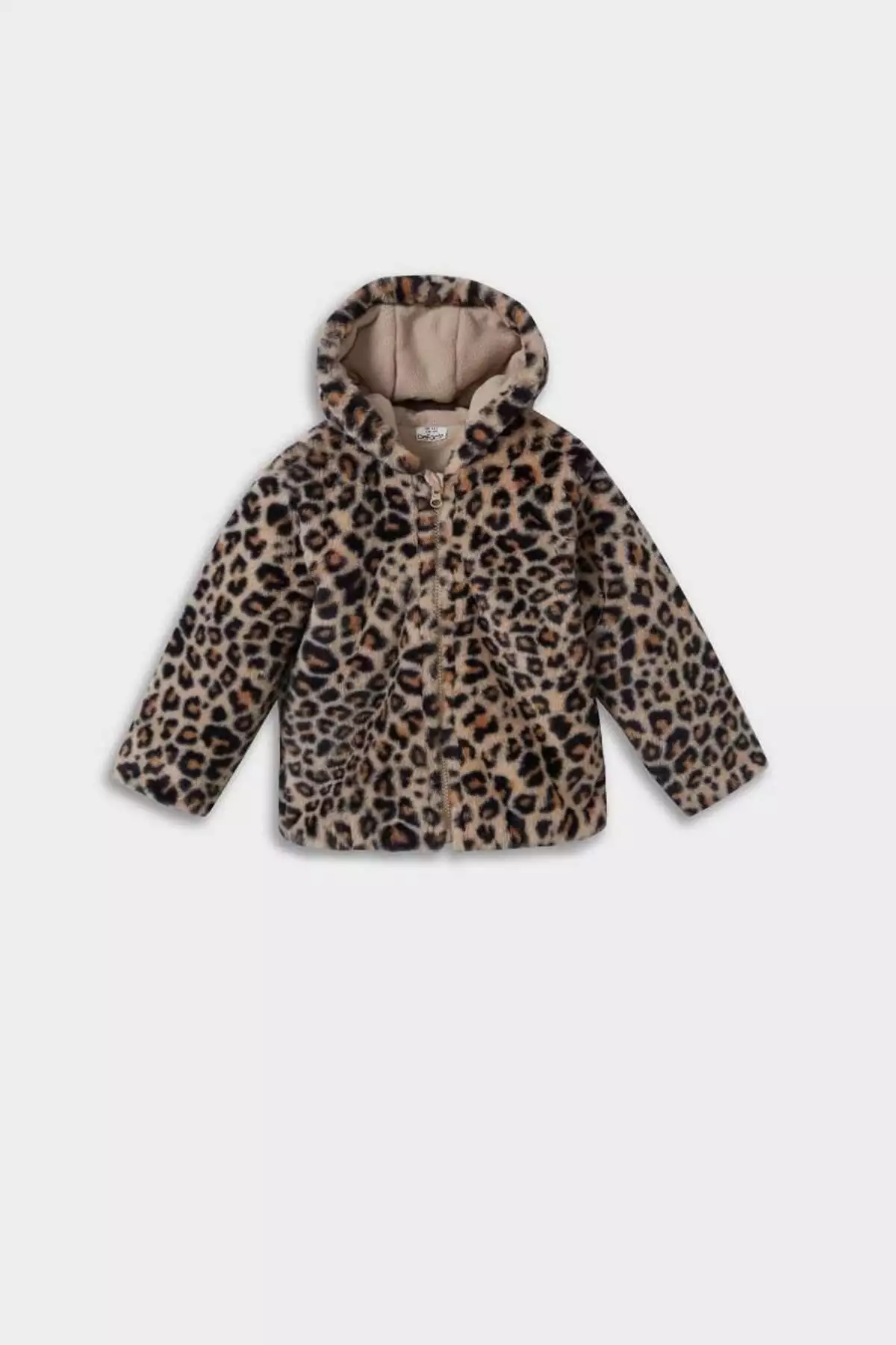 کاپشن پشمی خزدار با کلاهی طرح پلنگی مخصوص دختر بچه مدل E7993A525AU برند Defacto - 991326188