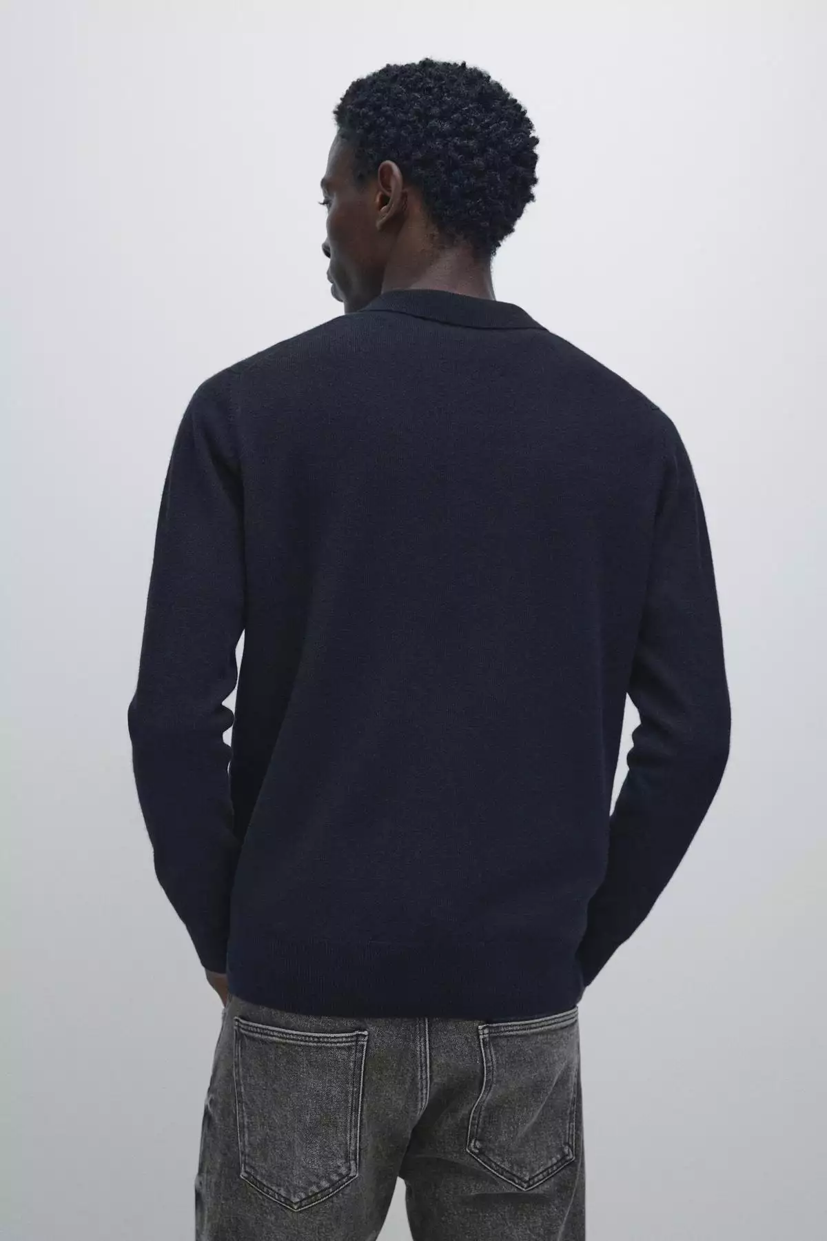 پولویی یقهدار با بافت ترکیبی پشم یونی برند Massimo Dutti - 984763911