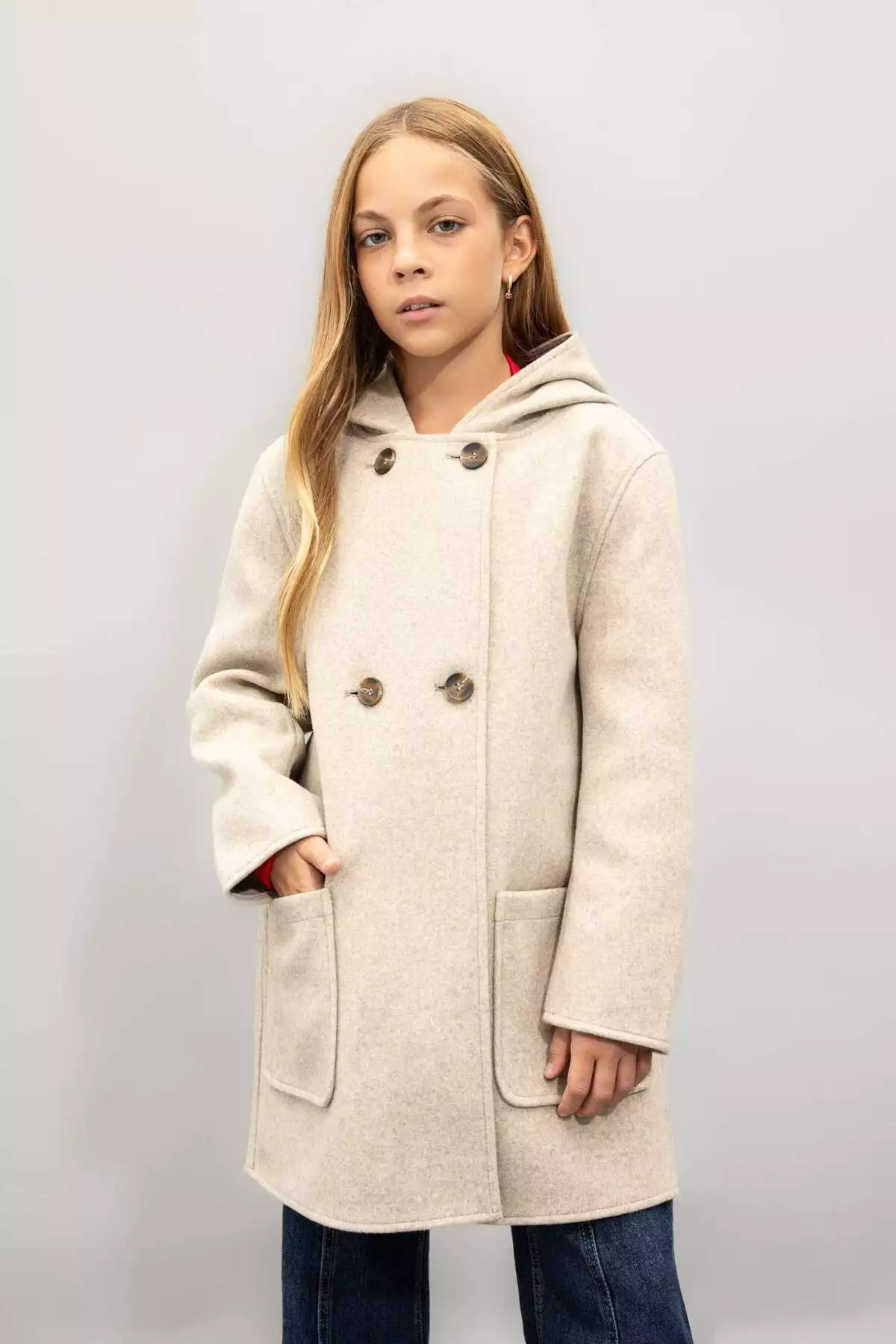 پالتو کلاهدار پشمی مخصوص دختر بچه مدل C8554A824AU برند Defacto - 860173453