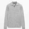پلیور یقه دار V شکل با ترکیب پشم برند Massimo Dutti - 991312375