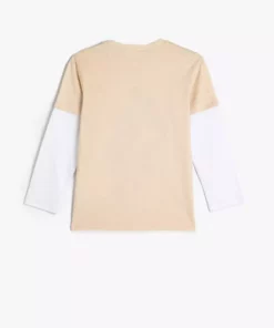 تیشرت نخی آستینبلند یقه گرد با طرح کایکای برند Koton - 866391247