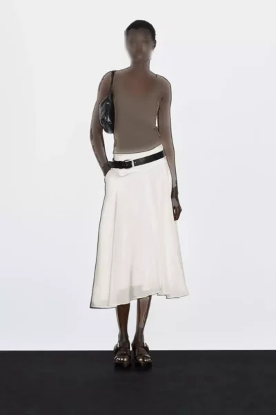 دامن میدی با گلدوزی و دامن پفی برند Massimo Dutti - 959427875