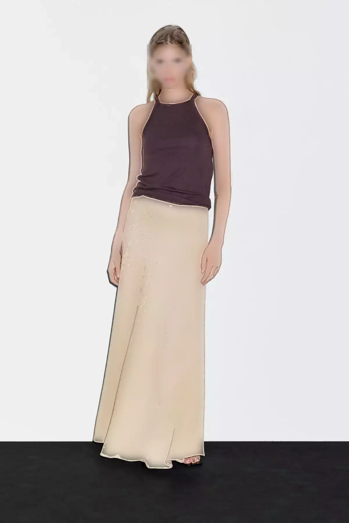 دامن بلند از ترکیب پنبه با بافت ماهیتیغی برند Massimo Dutti - 957599684