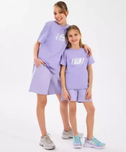 تیشرت اساسی بزرگ دخترانه بنفش مدل SK232139-505 برند Skechers - 929652527