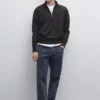 ژاکت با یقه دیپ و بافتنی برند Massimo Dutti - 957244941