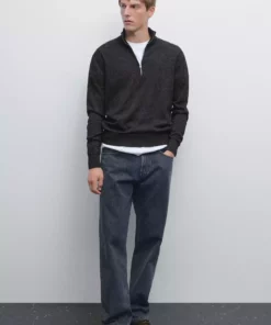 ژاکت با یقه دیپ و بافتنی برند Massimo Dutti - 957244941