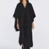 پالتوی بلند با دامن چیندار نرم برند Massimo Dutti - 990881881