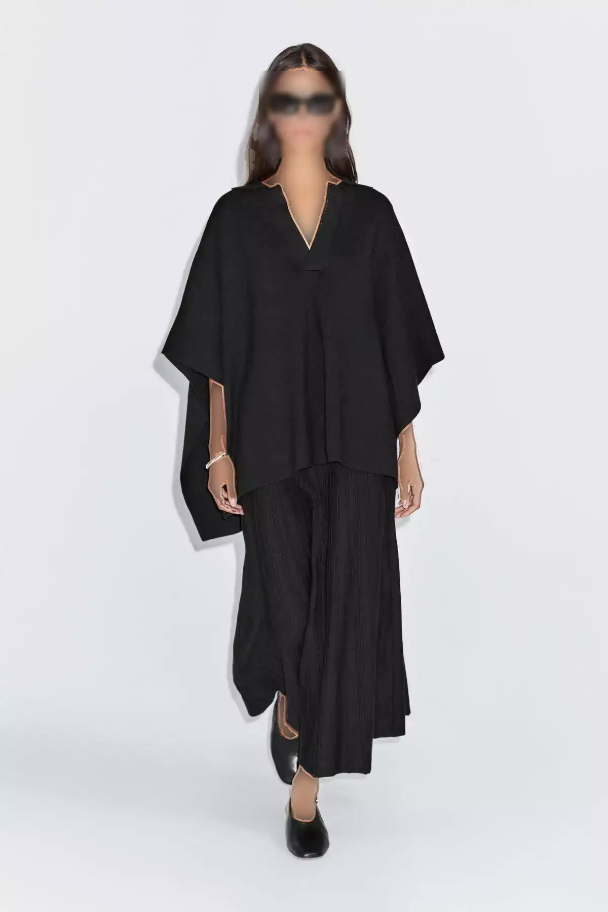 پالتوی بلند با دامن چیندار نرم برند Massimo Dutti - 990881881