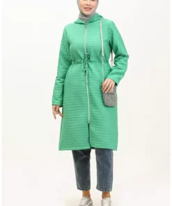 کاپشن کلاهدار با کمر گود 0314-08 سبز روشن برند sefamerve - 833632064