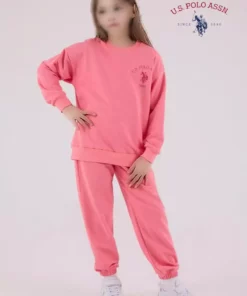 ست لباس ورزشی دخترانه با پارچه پنبهای و دارای مجوز برند U.S. Polo Assn. - 1025437022