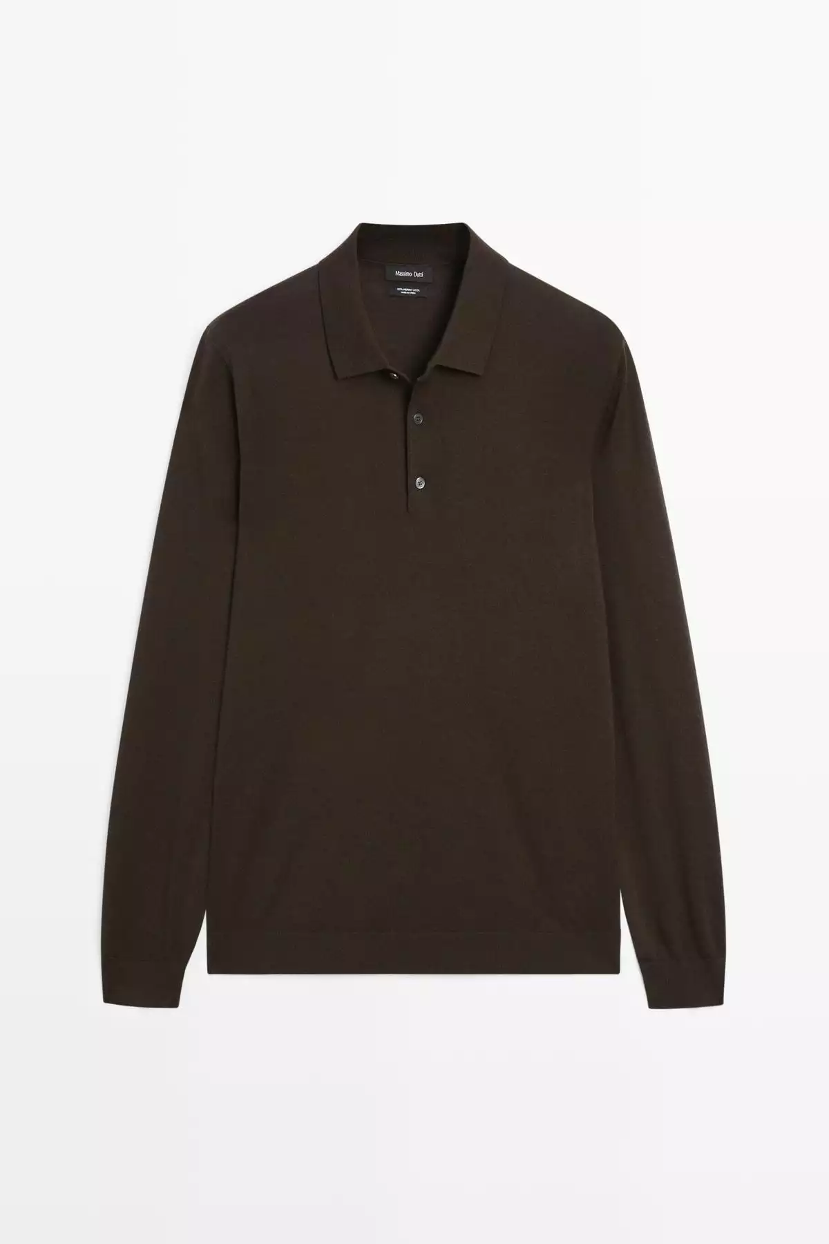 ژاکت پولو یقه دار با تیغه 100% پشم مروینوس برند Massimo Dutti - 984209595