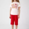 ست کمرنگ و کوتاه دخترانه با طرح برگهای رنگارنگ برند U.S. Polo Assn. - 649438329