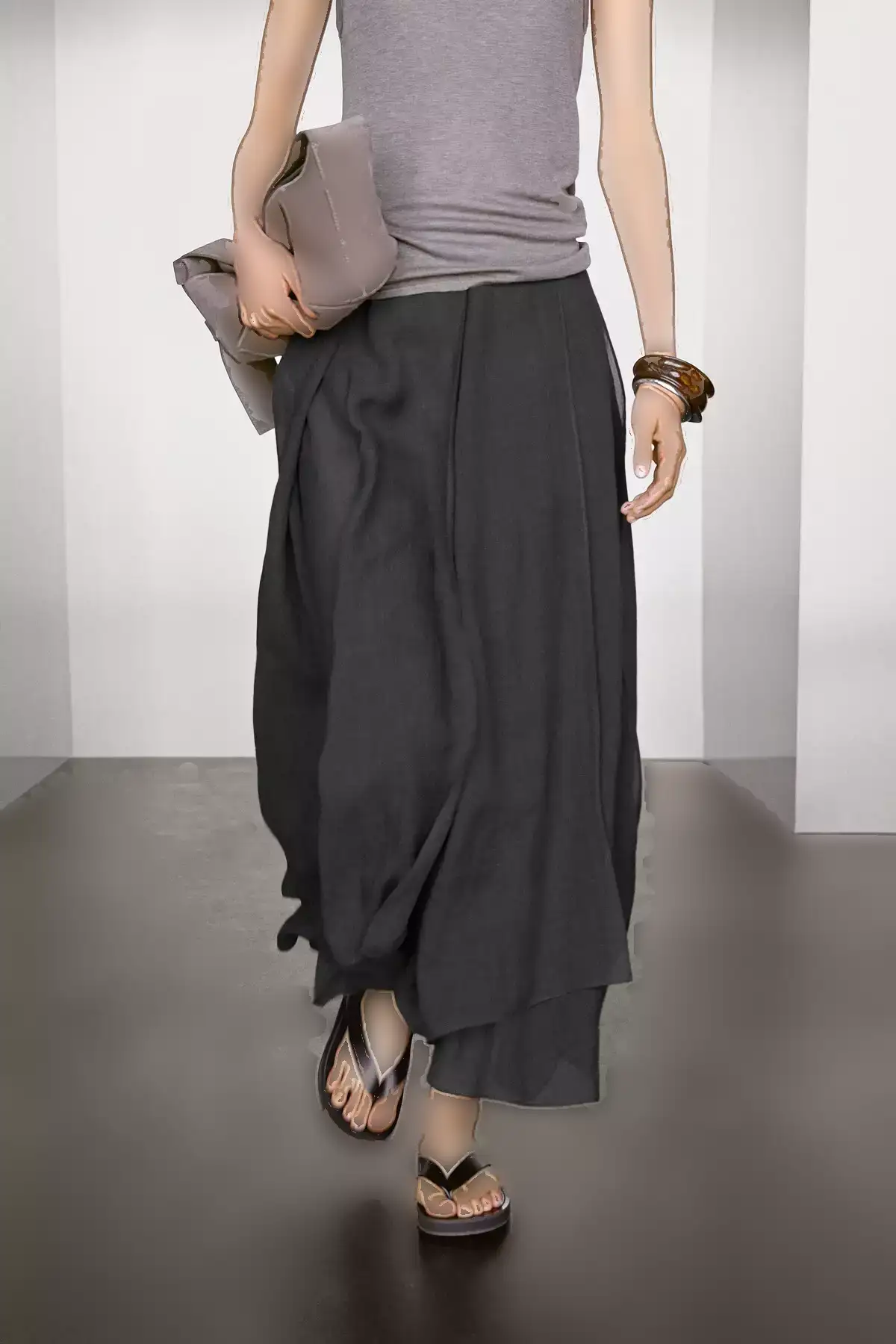 دامن بلند و دکلته چیندار برند Massimo Dutti - 944705649