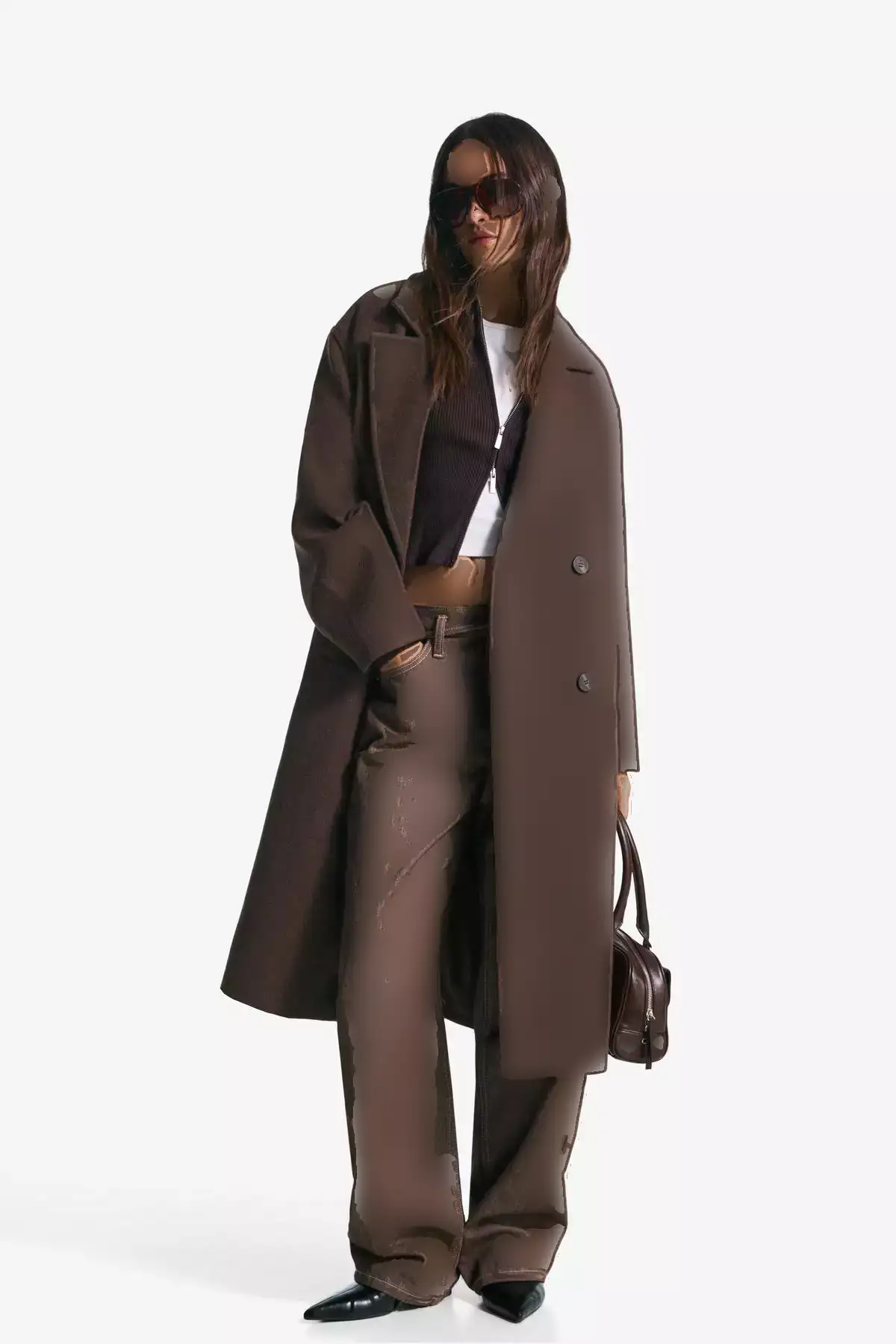 کاپشن بلند با شانههای افتاده برند Bershka - 967926489