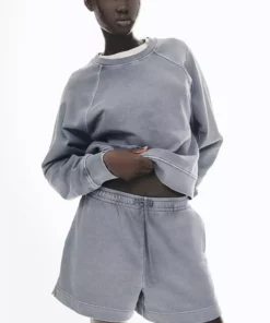 شورت هودی پنبهای شسته شده برند H&M - 925039432