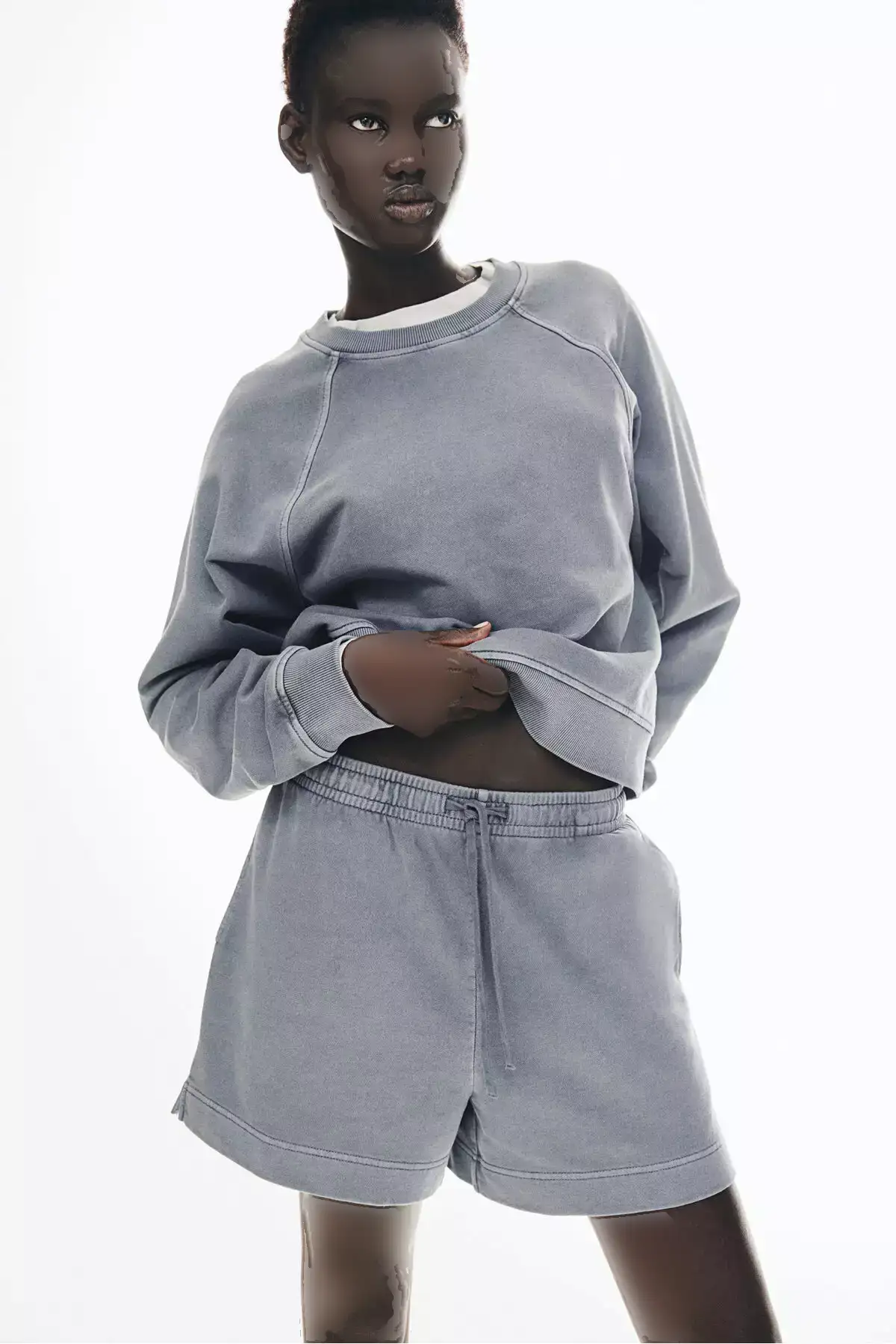 شورت هودی پنبهای شسته شده برند H&M - 925039432