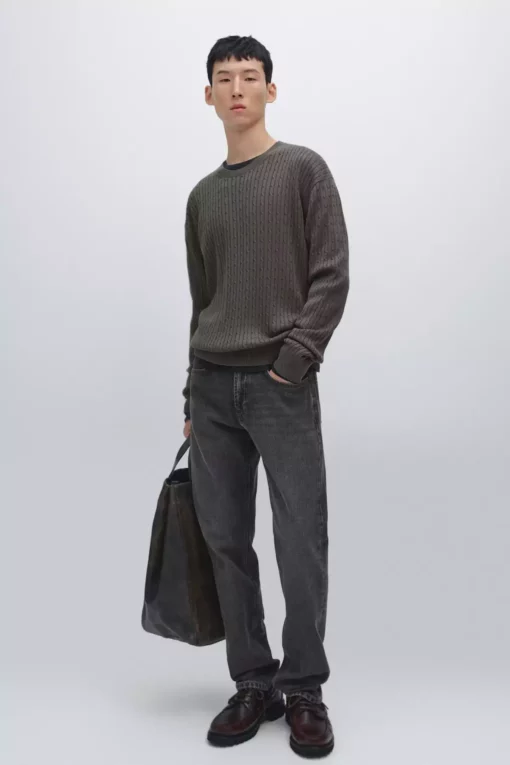 ژاکت بافتنی پنبه‌ای با بافت موتیف دار برند Massimo Dutti - 977920134