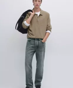 پولوشرت با یقه ایستاده و ترکیب پشم یاتون برند Massimo Dutti - 984774169