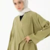 ست شلوار و کیمونو با جزئیات گرهای از مدل پارچهای - سبز برند Refka - 951851449