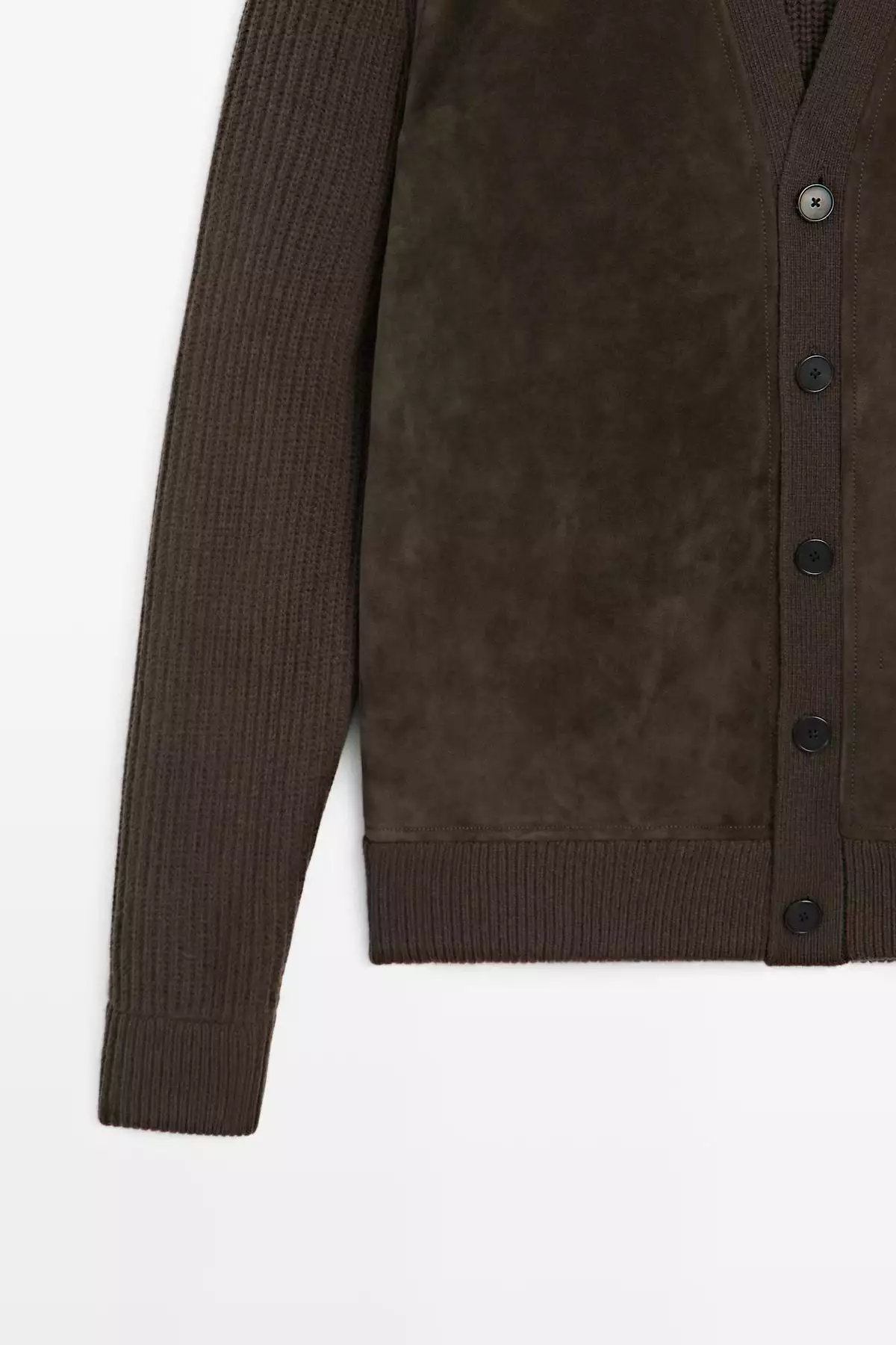 ژاکت با بافت پشم و چرم برند Massimo Dutti - 995469851