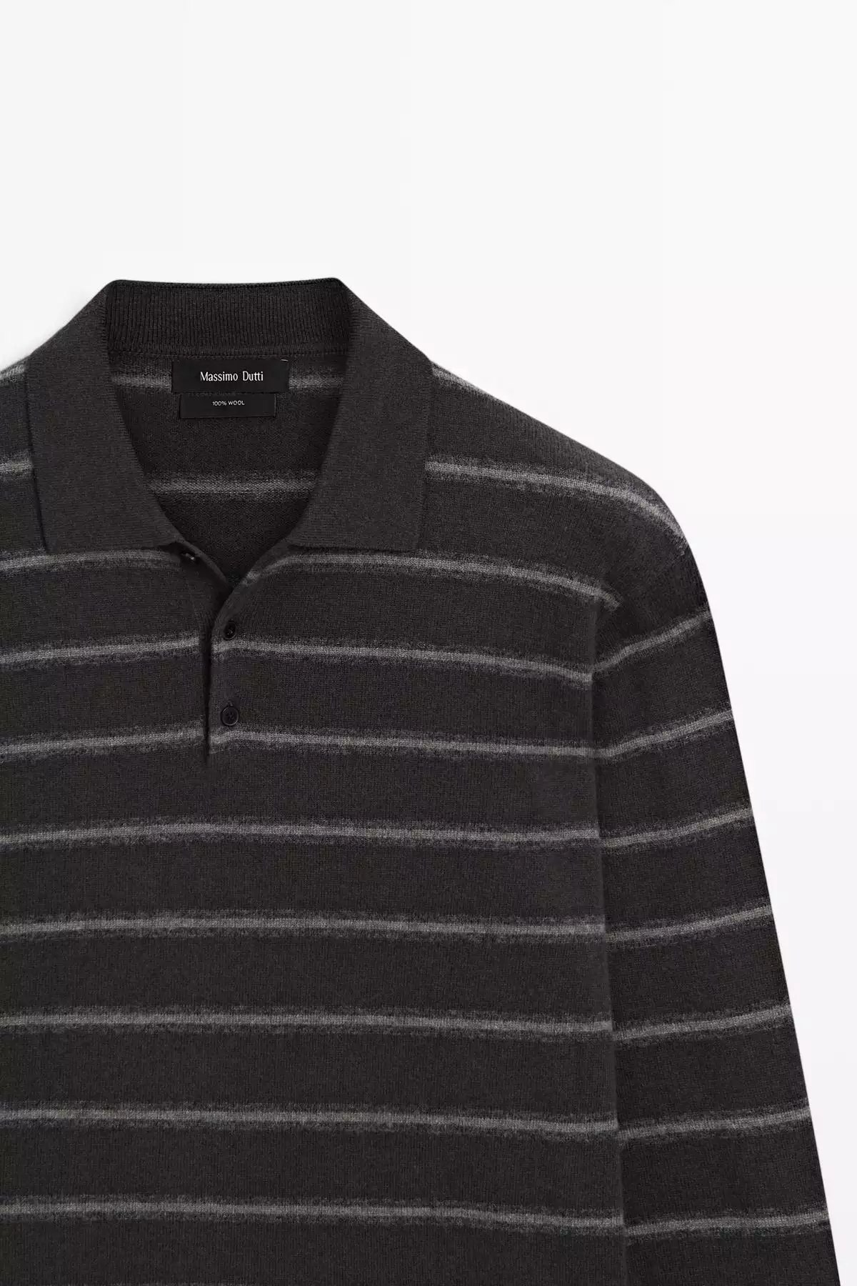پلیور یقهدار پشمی راهراه برند Massimo Dutti - 984771840