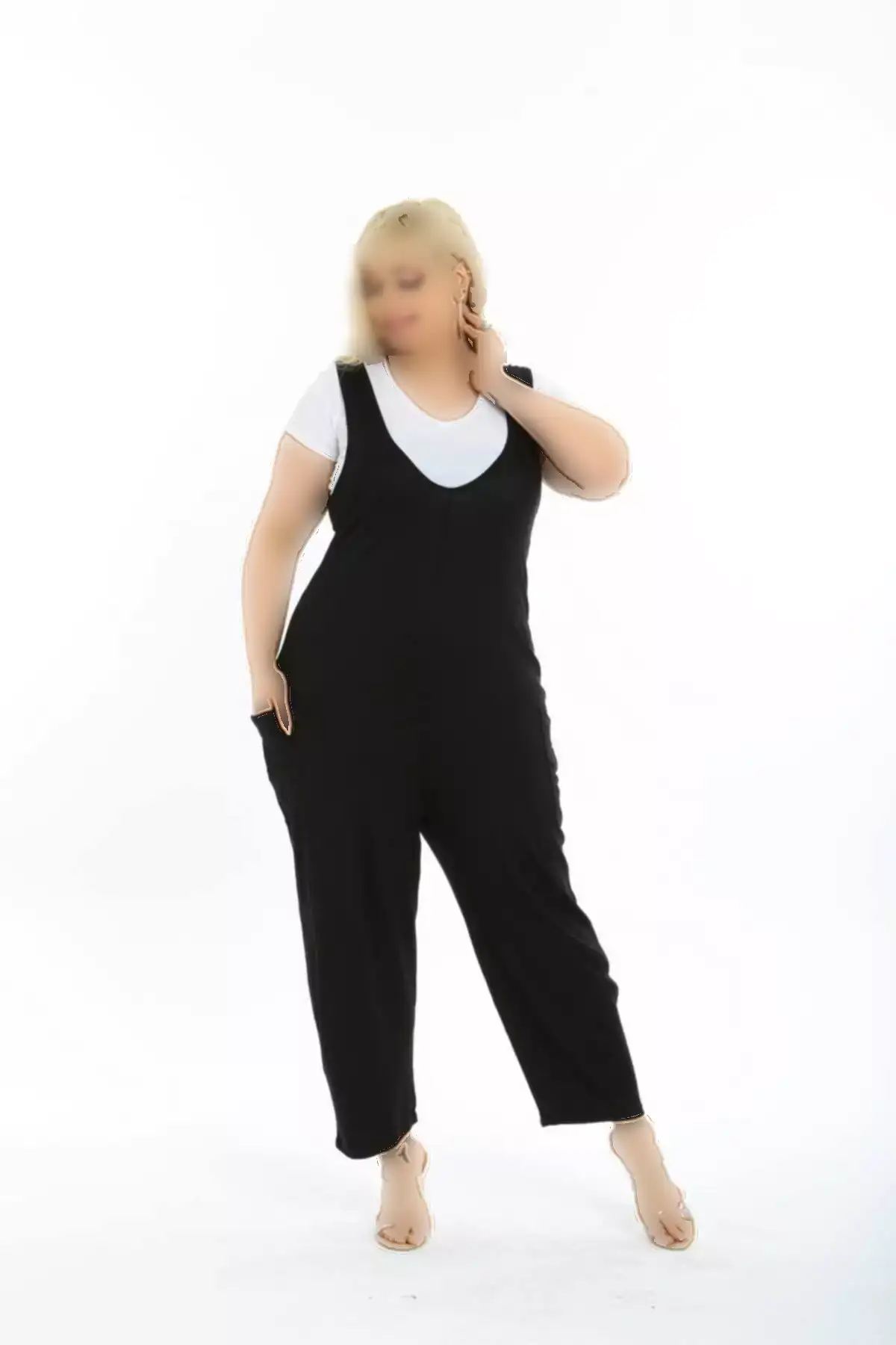 سرهمی زنانه بزرگ سایز یقه دار مشکی برند ModaSehle - 227510903