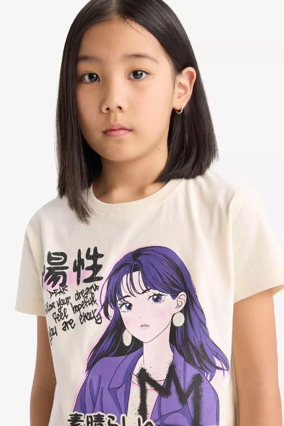 تیشرت کوتاه آستین دخترانه با یقه دوچرخه و طرح چاپی E0350a825sm برند Defacto - 899916834