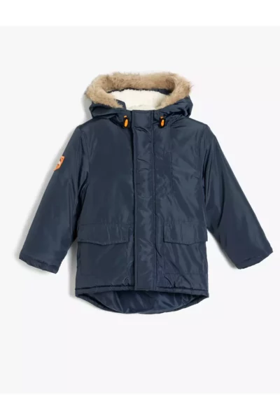 کاپشن هودی چرم سونی با جزئیات، زیپ و جیب‌دار برند Koton - 877177098