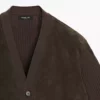 ژاکت با بافت پشم و چرم برند Massimo Dutti - 995469851