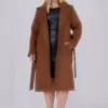 کاپشن زنانه پشمی کلاهدار با جزئیات کمربند و آستر، سایز بزرگ برند Mooi XXL - 1029475239