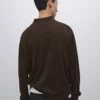 ژاکت پولو یقه دار با تیغه 100% پشم مروینوس برند Massimo Dutti - 984209595