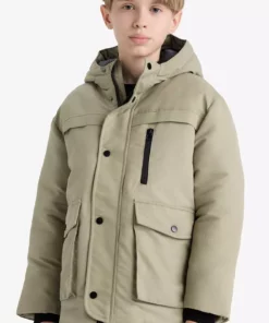 کاپشن ضد آب با کلاه و زیپ برای پسران بچه E9048A825WN برند Defacto - 991694111