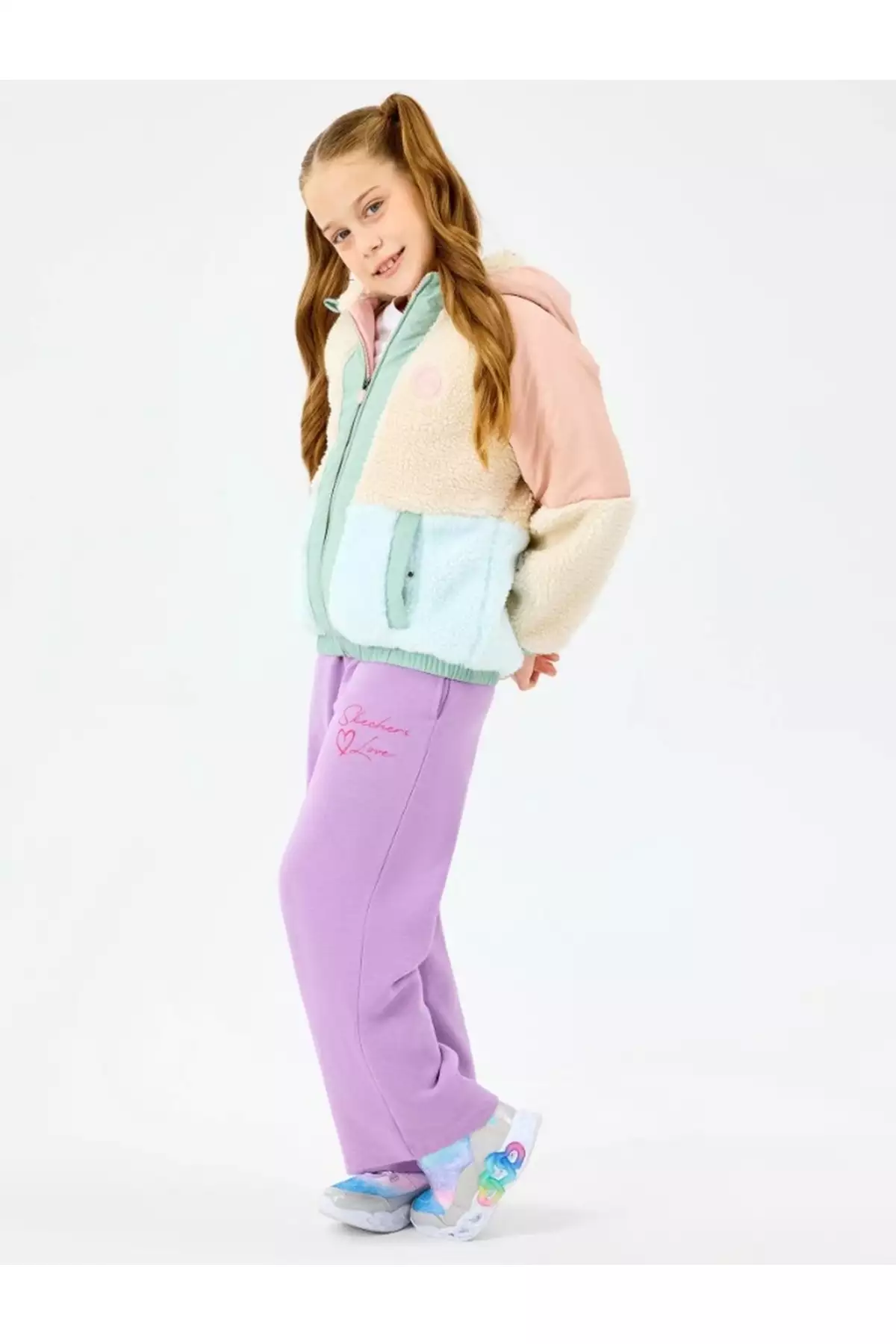 کاپشن دخترانه پشمی گودر G Outdoor با زیپ کامل SK2520031-0136 رنگ صورتی برند Skechers - 996324274