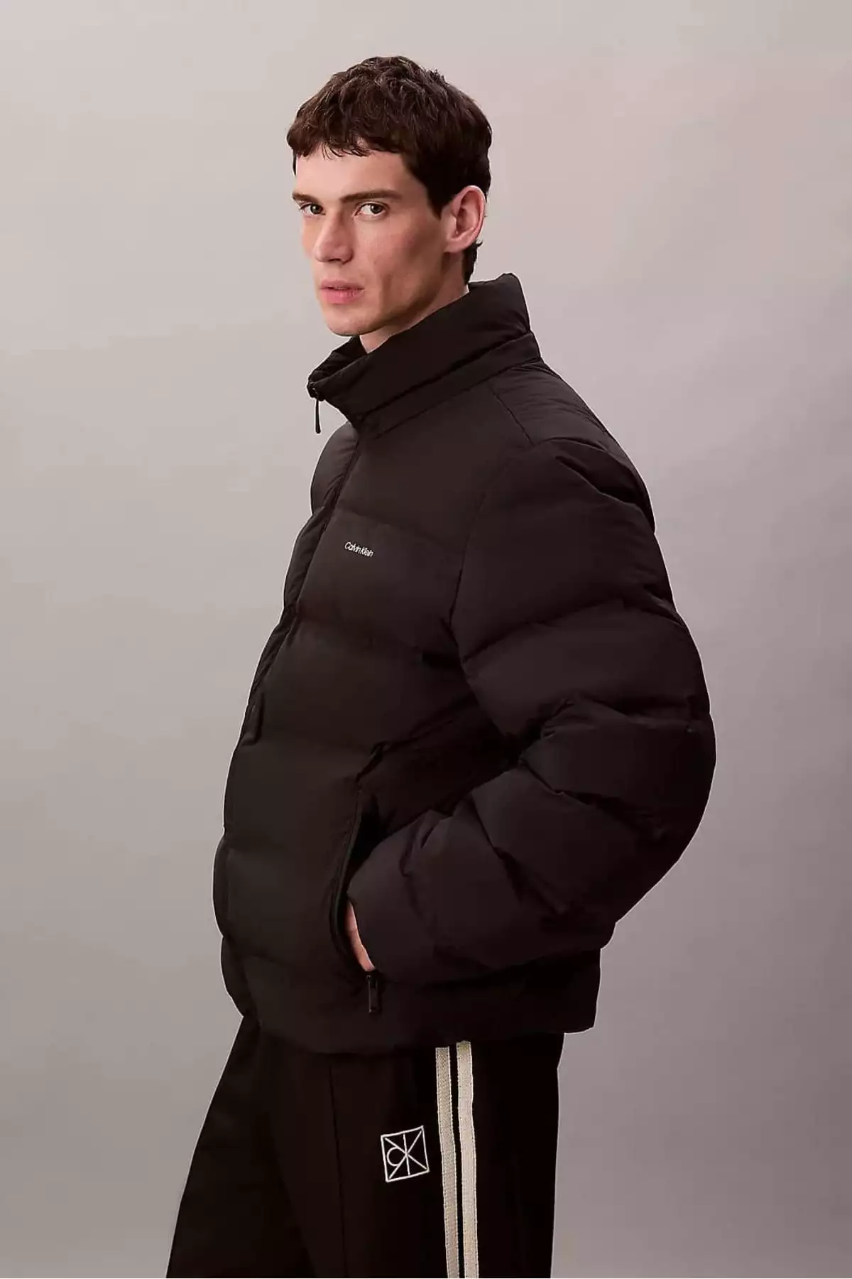 پالتو پُر شده کاپشن دار با فیت معمولی مردانه - مشکی برند Calvin Klein - 988981317