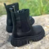 کفش بوت بچگانه با جزئیات لاستیکی، کفش بوت مشکی بچگانه برند Surpie Shoes - 358917751