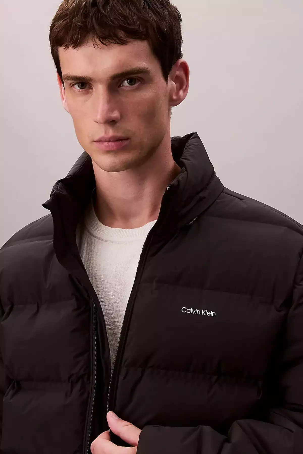 پالتو پُر شده کاپشن دار با فیت معمولی مردانه - مشکی برند Calvin Klein - 988981317