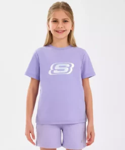 تیشرت اساسی بزرگ دخترانه بنفش مدل SK232139-505 برند Skechers - 929652527