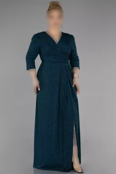 کت کوتاه آبی رنگ با آستین‌های بلند و بزرگ مناسب برای فرمت‌های رسمی و مخصوص سایز بزرگ. برند Efelif - 794716965