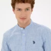پیراهن مردانه یقه دار راهراه آبی 50288924-VR036 برند U.S. Polo Assn. - 833126752