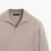 کاپشن یقه V با ترکیب پشم برند Massimo Dutti - 991333670