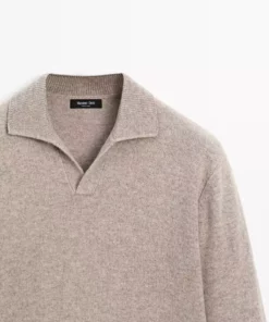 کاپشن یقه V با ترکیب پشم برند Massimo Dutti - 991333670