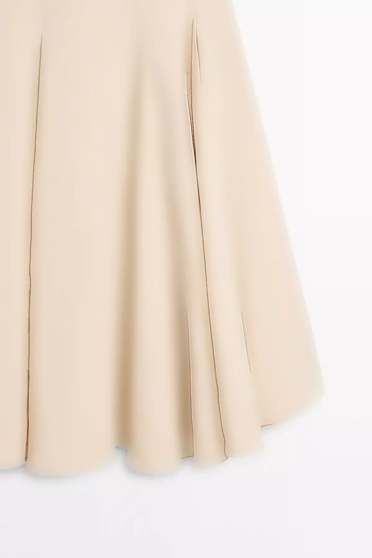 دامن میدی با پارچه مخلوط کتان و چیندار برند Massimo Dutti - 953462514