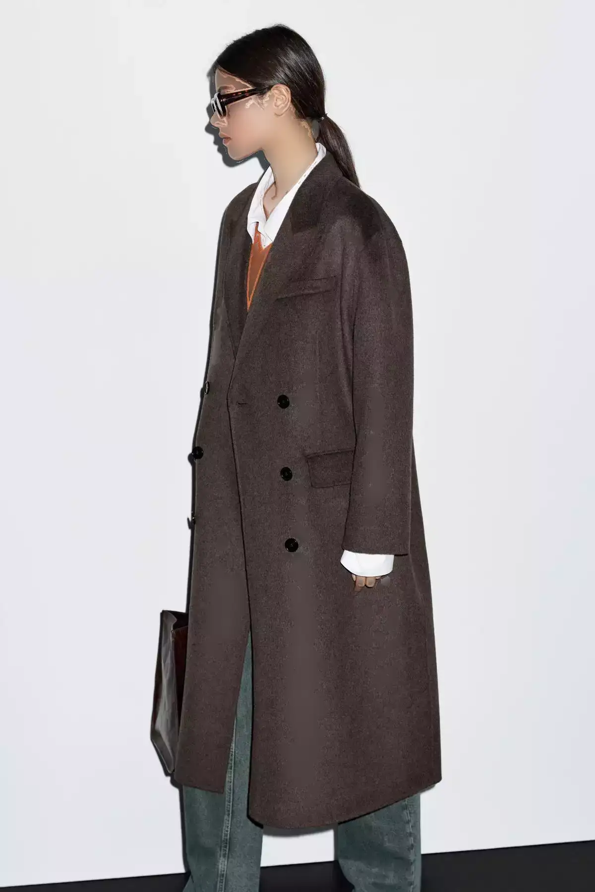 کاپشن پشمی بلند ترکیبی دو طرفه برند Massimo Dutti - 978171582