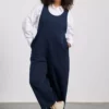 تولیک بزرگبدن آستیندار با یقه گرد از جنس 100% پنبه رنگ سرمهای برند LUOKK - 995624184